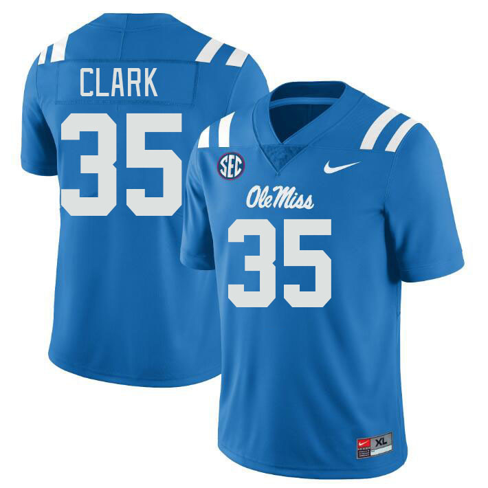 Men #35 Cam Clark Ole Miss Rebels College Football Jerseys Stitched-Power Blue